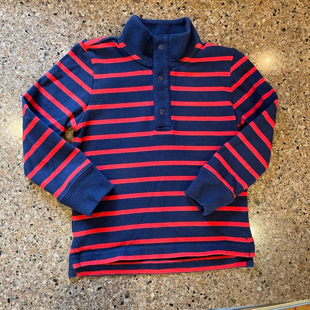 Janie and Jack Navy and Red Striped Sweatshirt